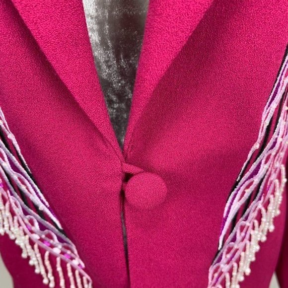 Bob Mackie Embellished Raspberry Blazer Beaded XS - Picture 6 of 9